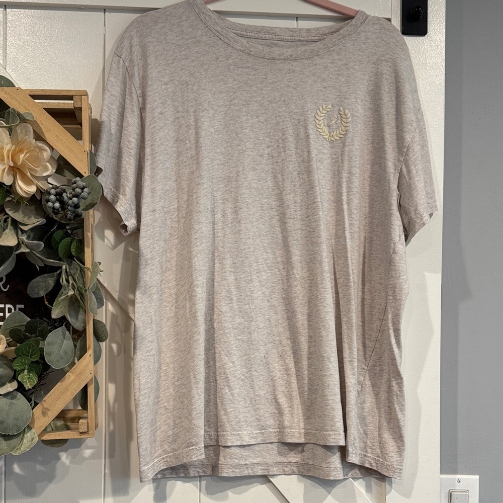 PINK oatmeal color college T-Shirt with Embroidered Logo size large
